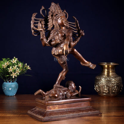 Brass Dancing Shiva Nataraja statue 14" Dark Brown - Budhshiv.com