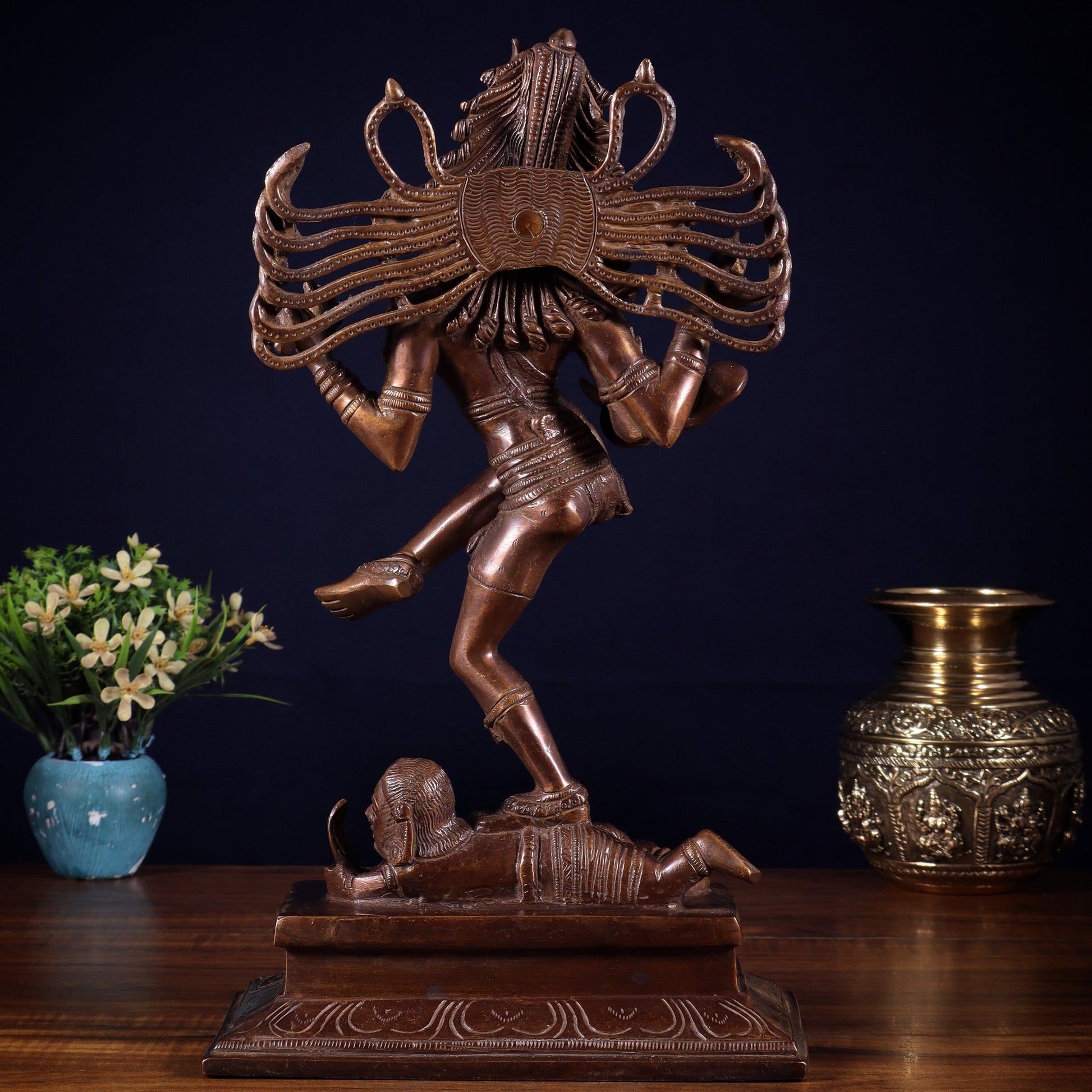 Brass Dancing Shiva Nataraja statue 14" Dark Brown - Budhshiv.com