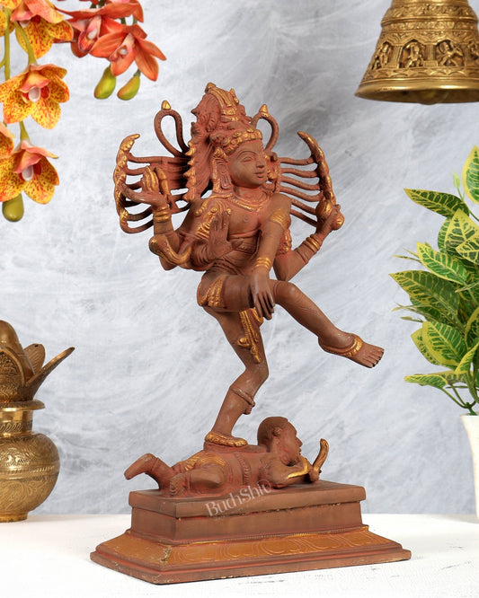 Brass Dancing Shiva Nataraja statue 14" Earthy Soil tone - Budhshiv.com