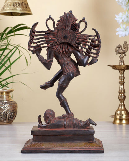 Brass Dancing Shiva Nataraja statue 14" Red sand finish antique - Budhshiv.com