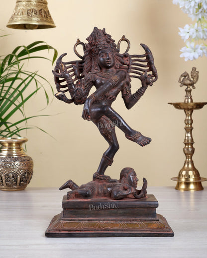 Brass Dancing Shiva Nataraja statue 14" Red sand finish antique - Budhshiv.com