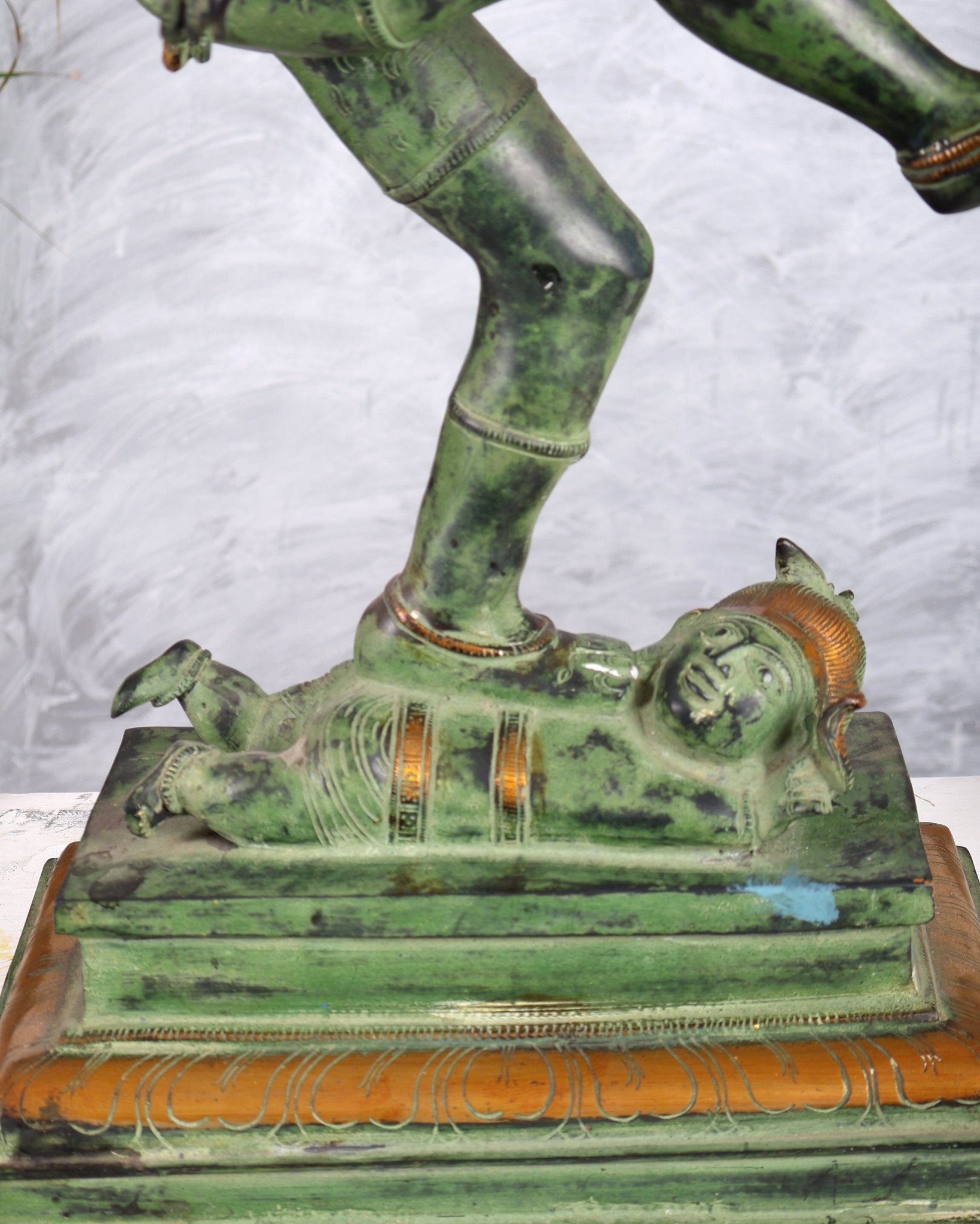 Brass Dancing Shiva Nataraja statue 27 inch Green antique tone - Budhshiv.com