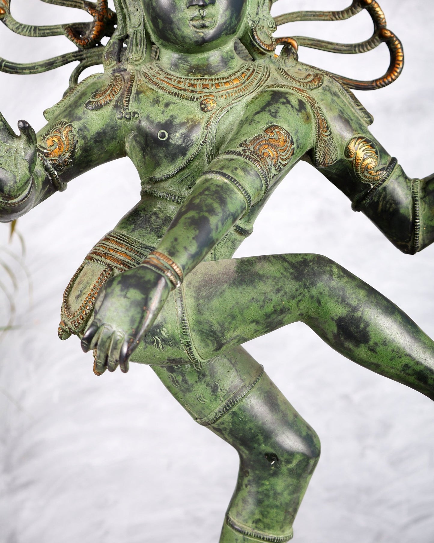 Brass Dancing Shiva Nataraja statue 27 inch Green antique tone - Budhshiv.com