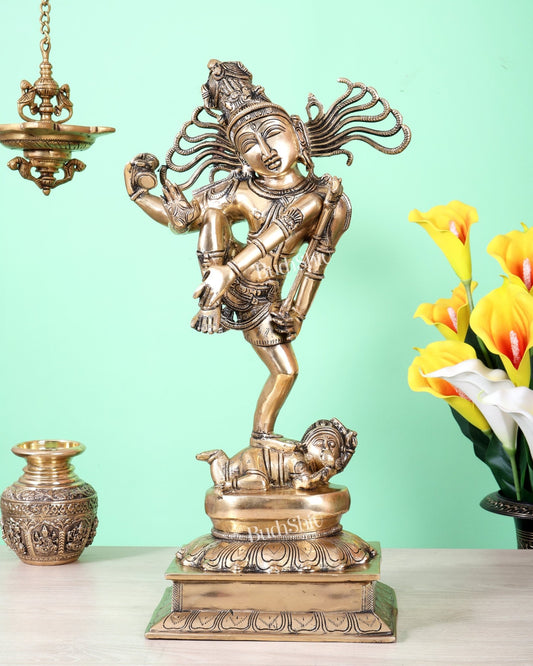 Brass Dancing Shiva – Unique Sculpture 21 inch - Budhshiv.com
