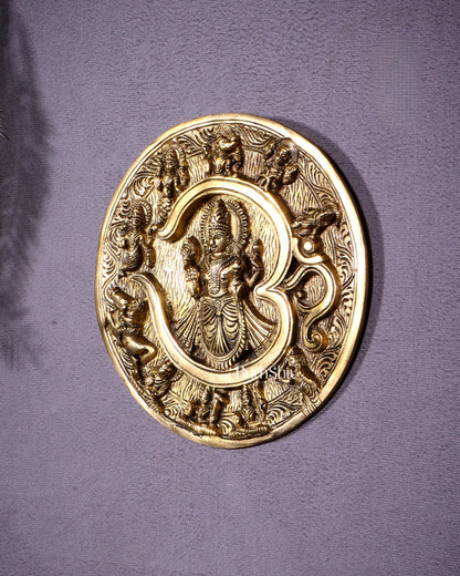 Brass Dashavatar Wall Hanging Round Plate | 8" Diameter | Intricate Carvings - Budhshiv.com
