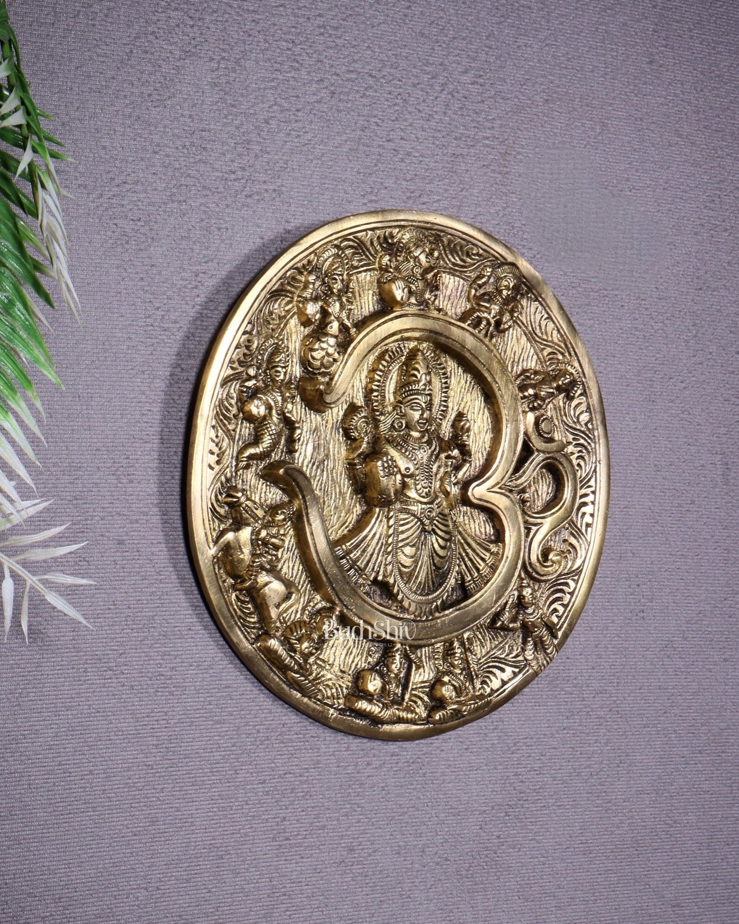 Brass Dashavatar Wall Hanging Round Plate | 8" Diameter | Intricate Carvings - Budhshiv.com