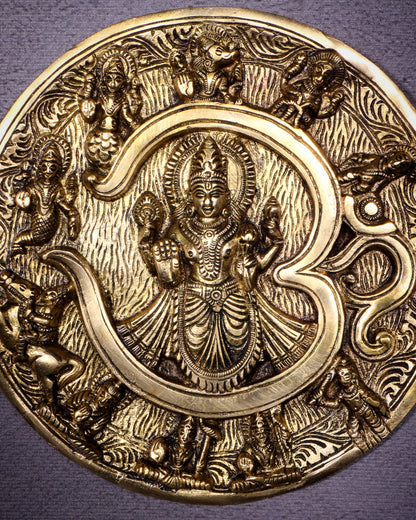 Brass Dashavatar Wall Hanging Round Plate | 8" Diameter | Intricate Carvings - Budhshiv.com