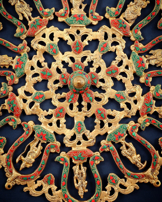 Brass dashavataram Wall hanging 25" with meenakari - Budhshiv.com
