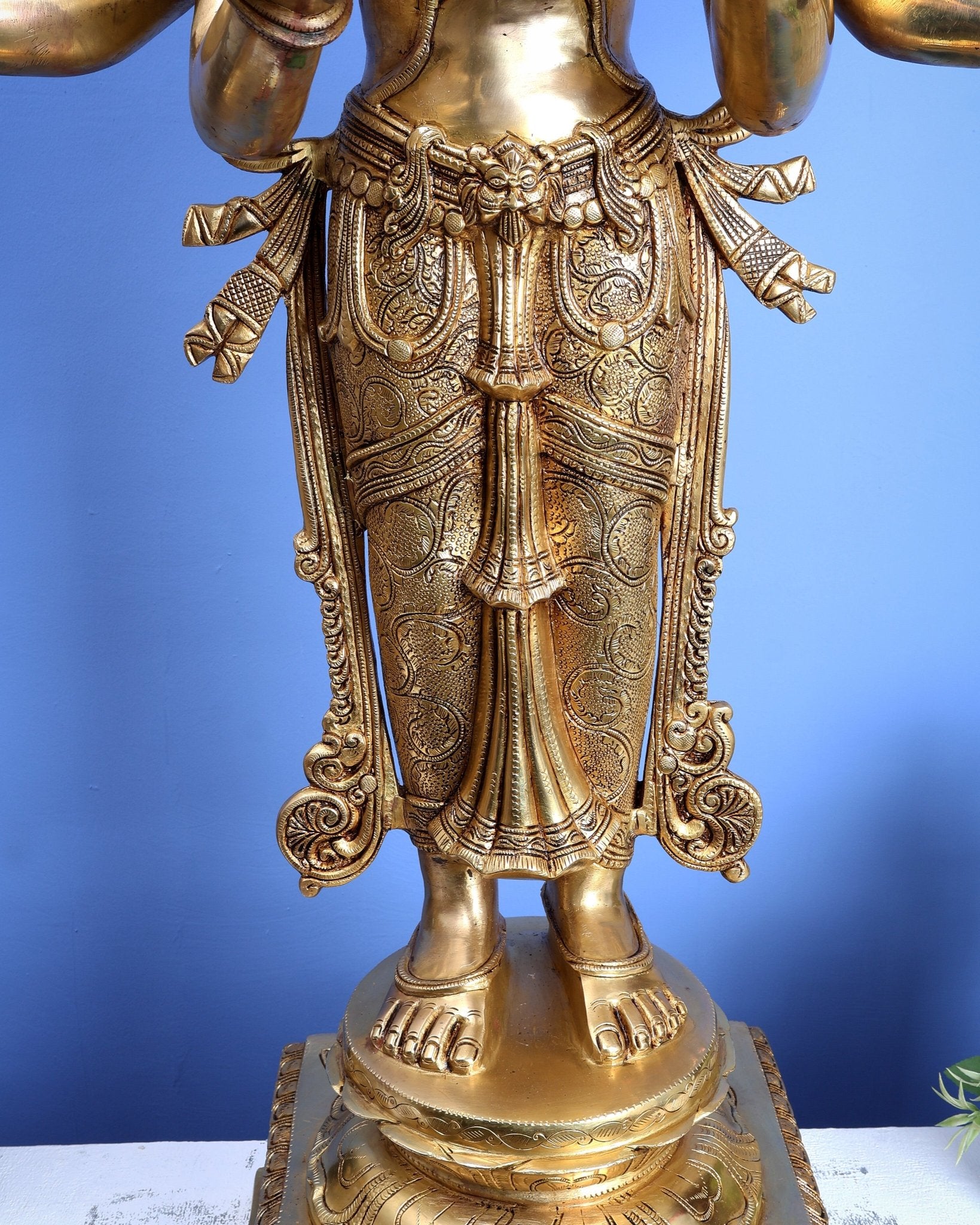 Brass Deep Lady with Multiple Arms & Diyas – Grand Traditional Welcome Statue (48 Inch) - Budhshiv.com