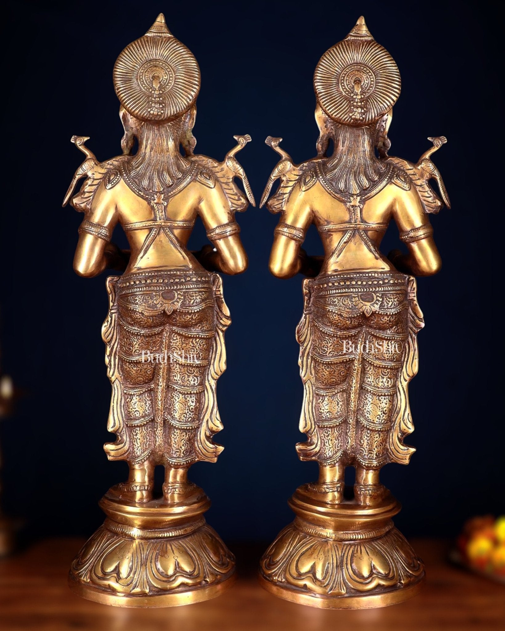 Brass Deep Lakshmi Pavaai Vilakku 30" pair - Budhshiv.com