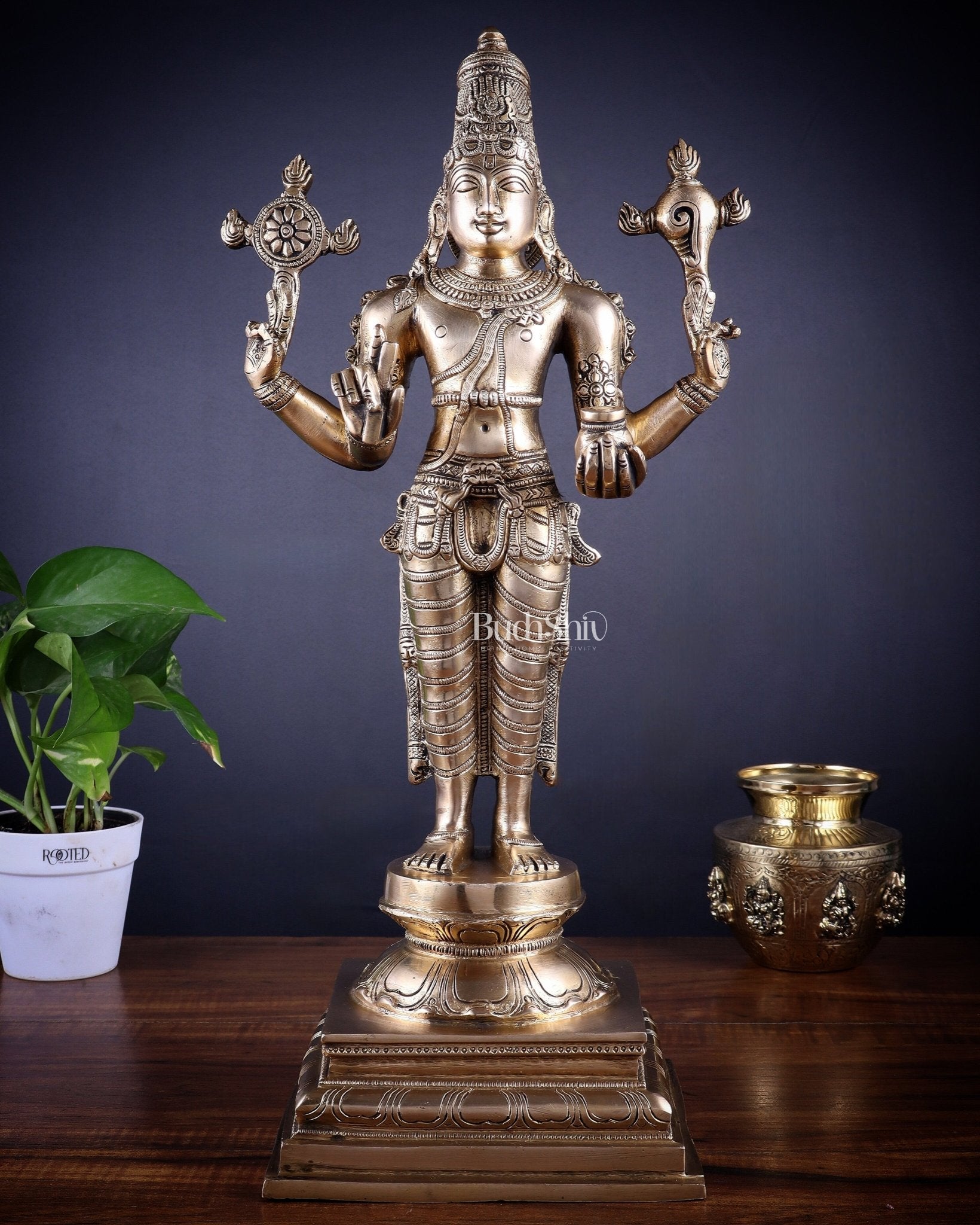 Brass Dhanvantari Sculpture - 20" Height - Budhshiv.com