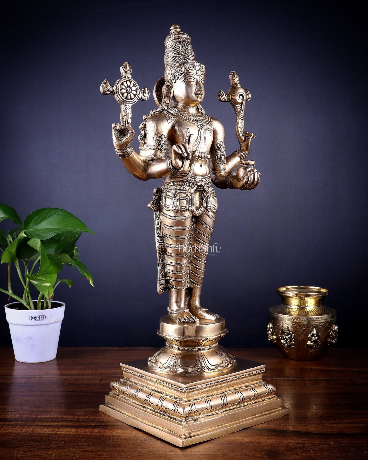 Brass Dhanvantari Sculpture - 20" Height - Budhshiv.com