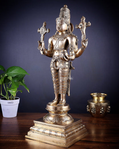 Brass Dhanvantari Sculpture - 20" Height - Budhshiv.com