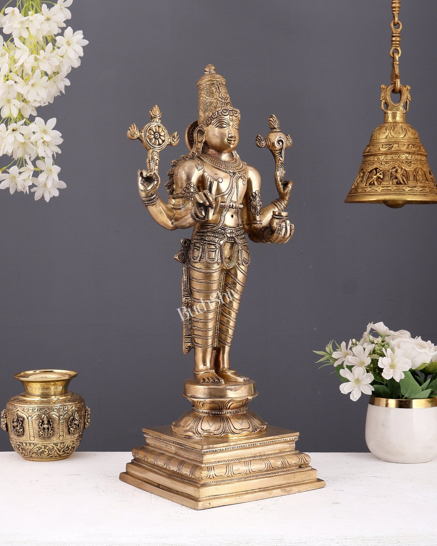 Brass Dhanvantari statue - 20" Height - Budhshiv.com