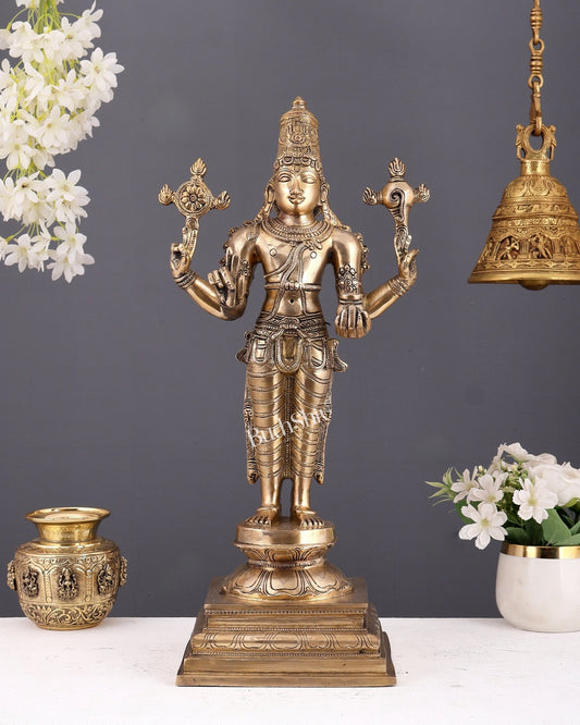 Brass Dhanvantari statue - 20" Height - Budhshiv.com
