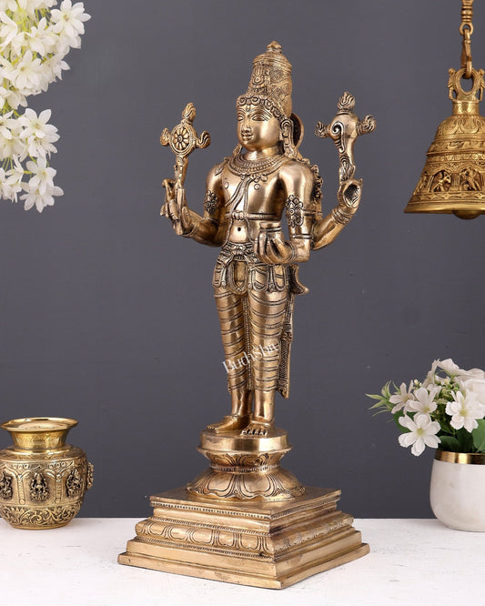 Brass Dhanvantari statue - 20" Height - Budhshiv.com