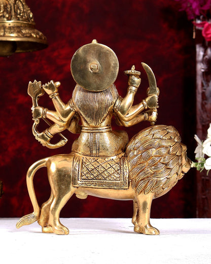 Brass Durga ambe ma idol 8.5" heavy - Budhshiv.com