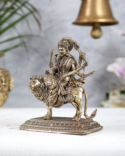 Brass Durga Ambe Mata Idol 4.5 Inch | Handcrafted Statue – BudhShiv - Budhshiv.com