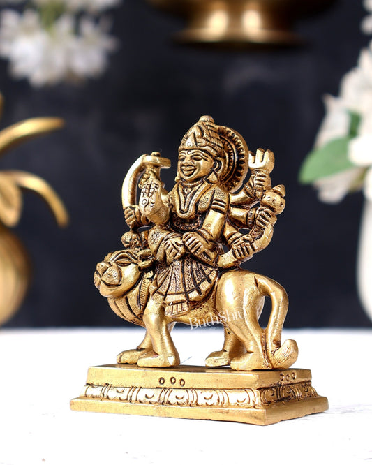 Brass Durga Idol — Miniature 2.95 inch - Budhshiv.com