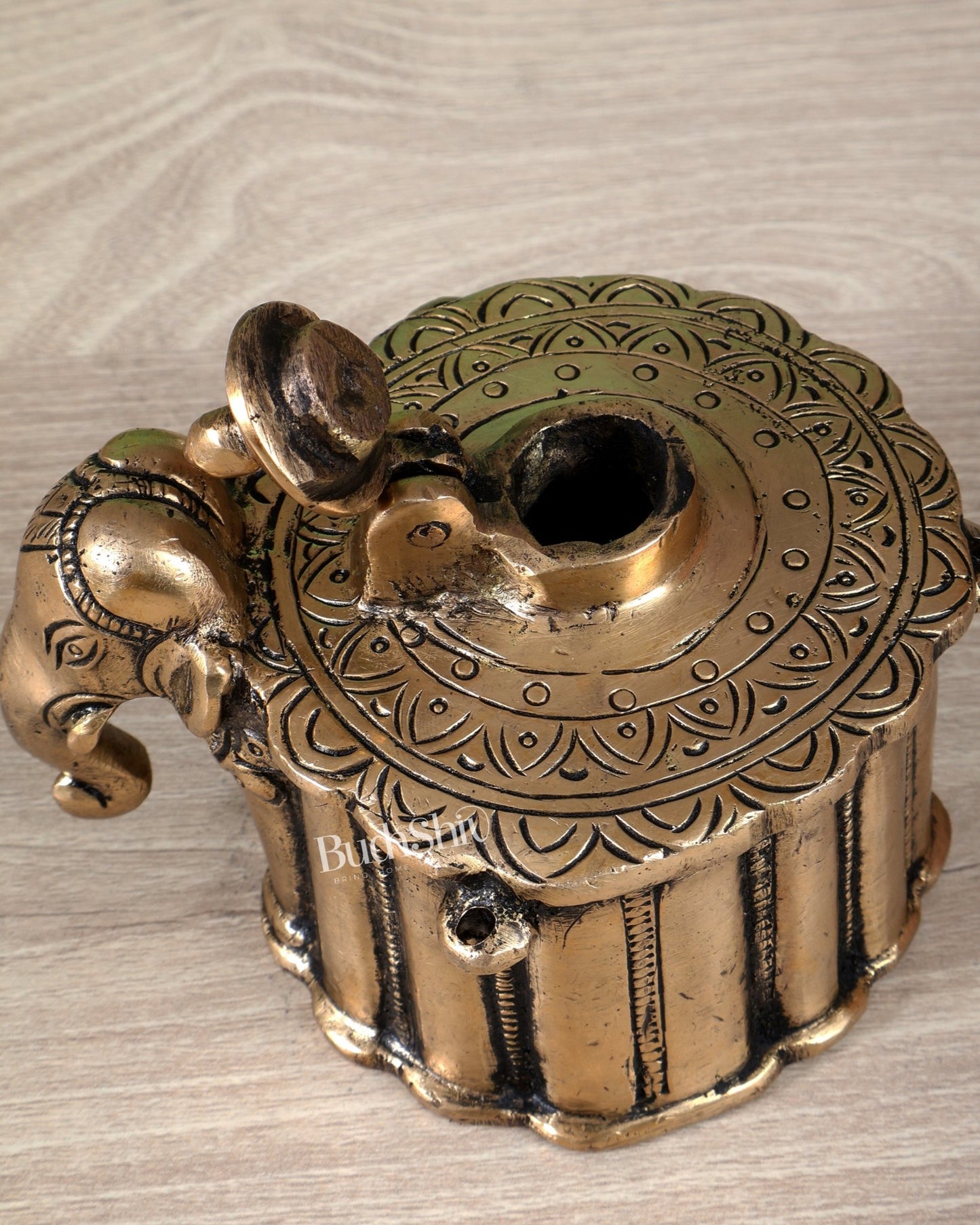Brass Elephant Design Ink Pot – Vintage Desk Collectible - Budhshiv.com