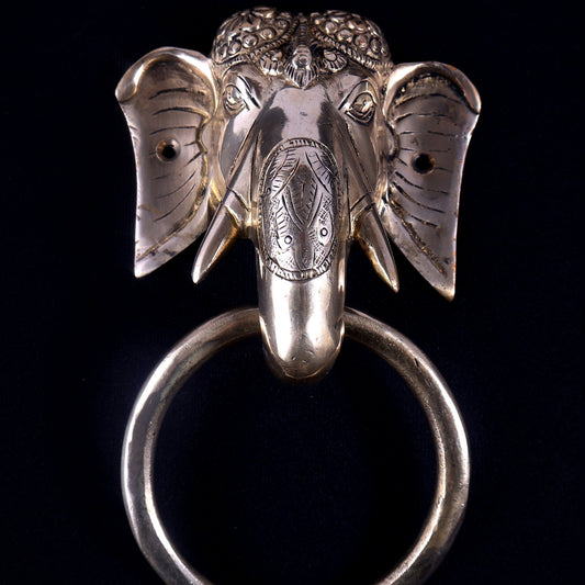 Brass Elephant Face Door Knocker or Towel Hanger | Vastu Decor - Budhshiv.com