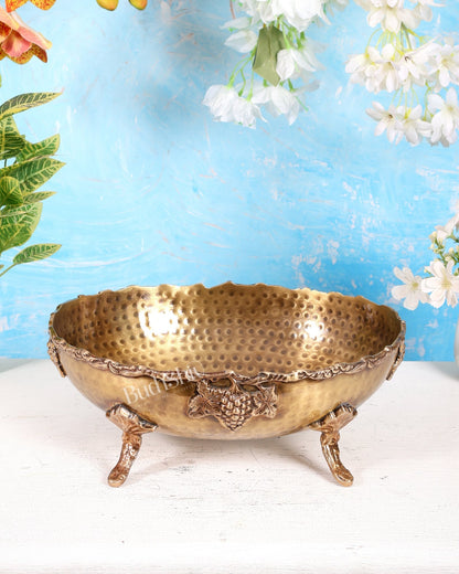 Brass Fruit Bowl – Lightweight Antique Tone Decorative Serving Bowl (12 Inches) - Budhshiv.com