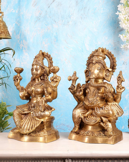 Brass Ganesh Lakshmi Brass Idol 18" Pair - Budhshiv.com