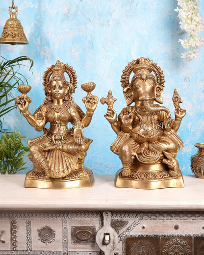 Brass Ganesh Lakshmi Brass Idol 18" Pair - Budhshiv.com