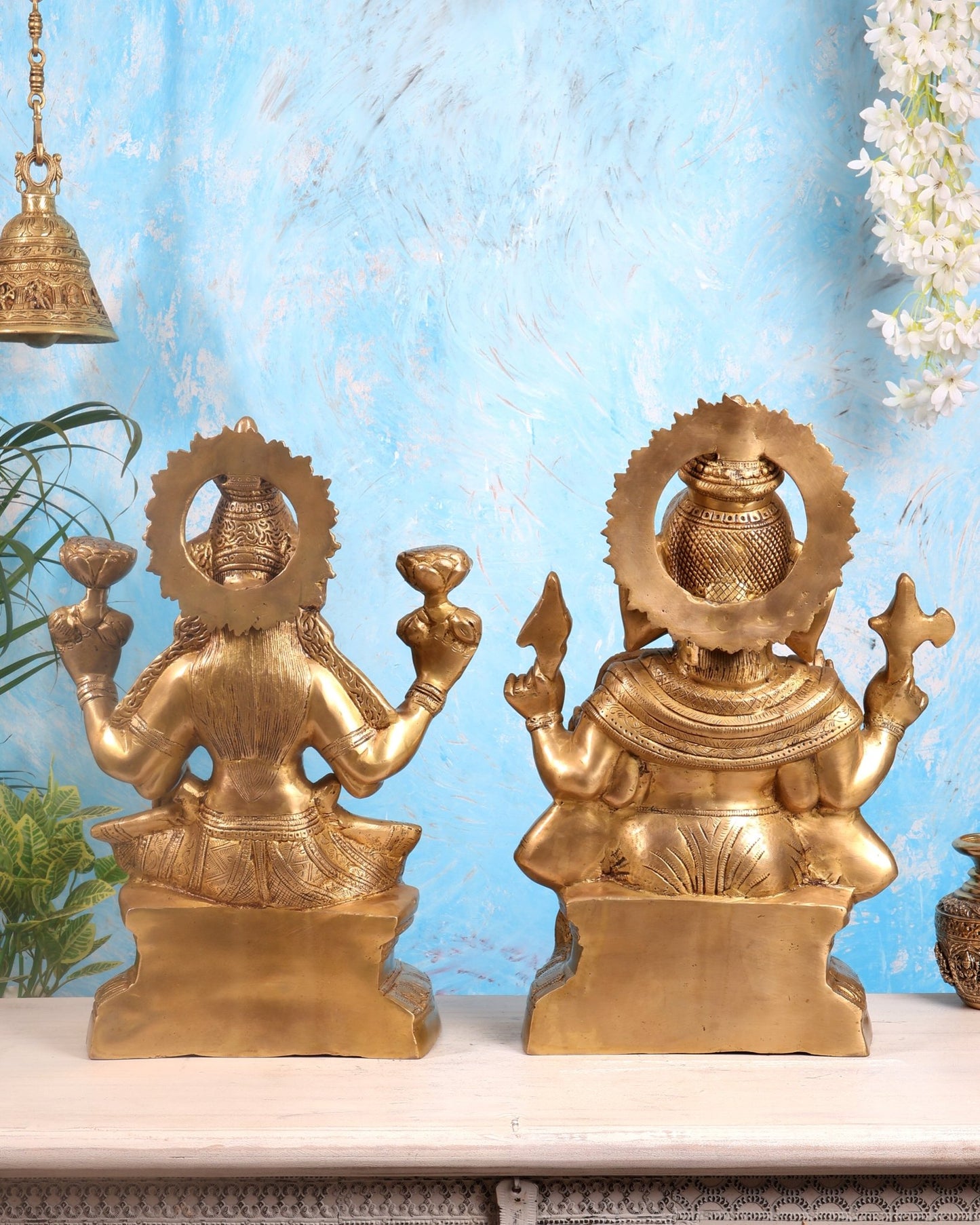 Brass Ganesh Lakshmi Brass Idol 18" Pair - Budhshiv.com