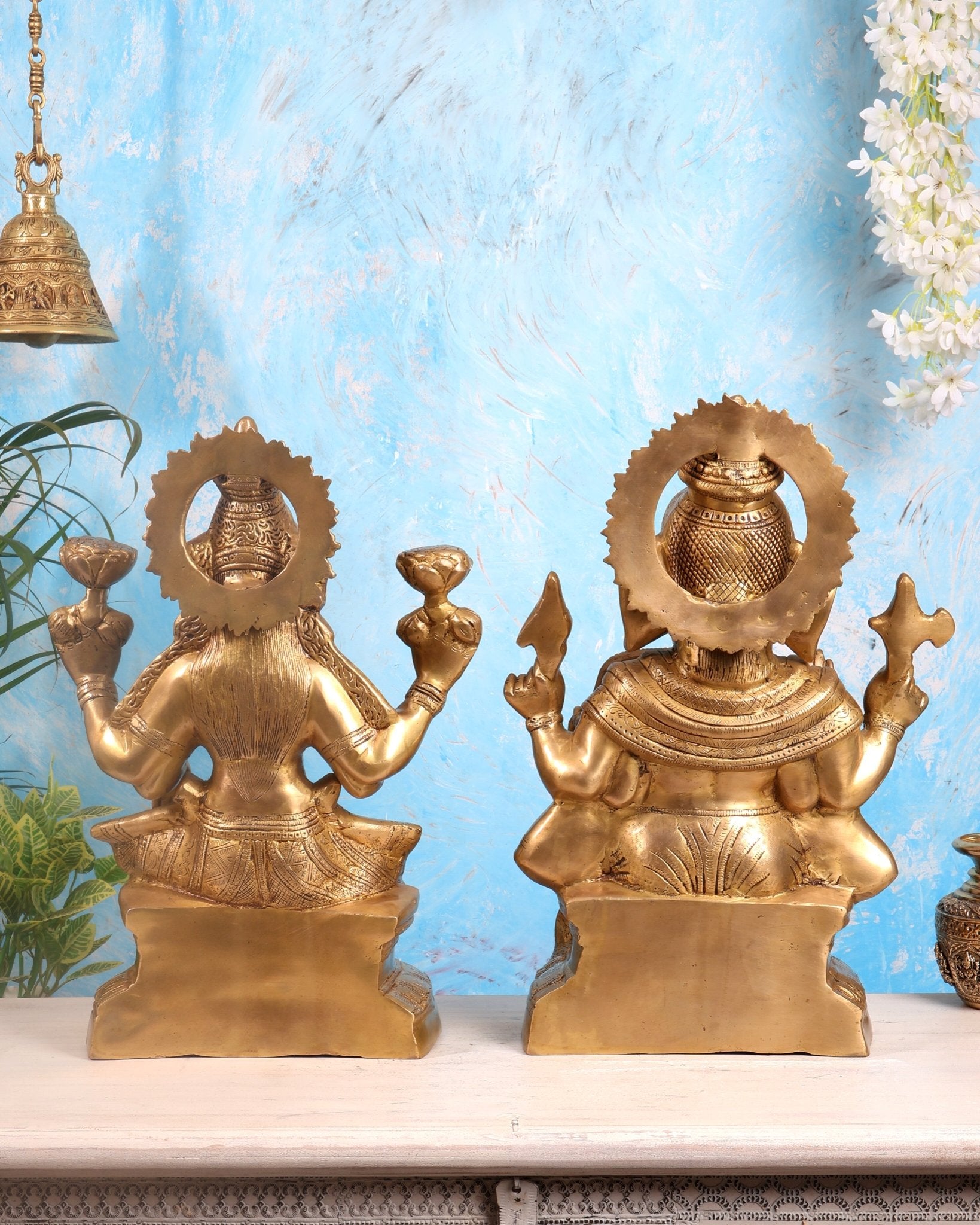 Brass Ganesh Lakshmi Brass Idol 18" Pair - Budhshiv.com