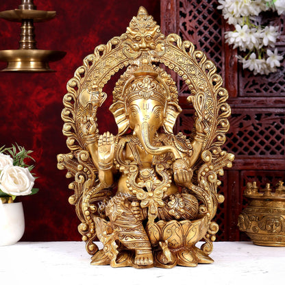 Brass Ganesh Lakshmi Saraswati large idols 15 inch - Budhshiv.com