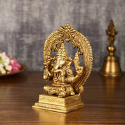 Brass Ganesha and Lakshmi Statues | 7 Inch - Budhshiv.com