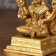Brass Ganesha and Lakshmi Statues | 7 Inch - Budhshiv.com