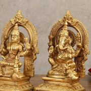 Brass Ganesha Lakshmi 7.5" - Budhshiv.com