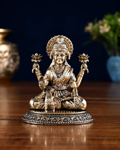 Brass Ganesha Lakshmi Idol Pair – 3.5 Inch - Budhshiv.com