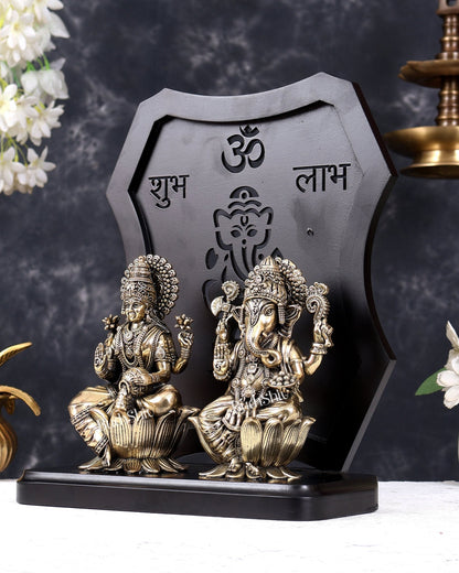Brass Ganesha Lakshmi on Temple Frame — Diwali Gift 12 inch - Budhshiv.com