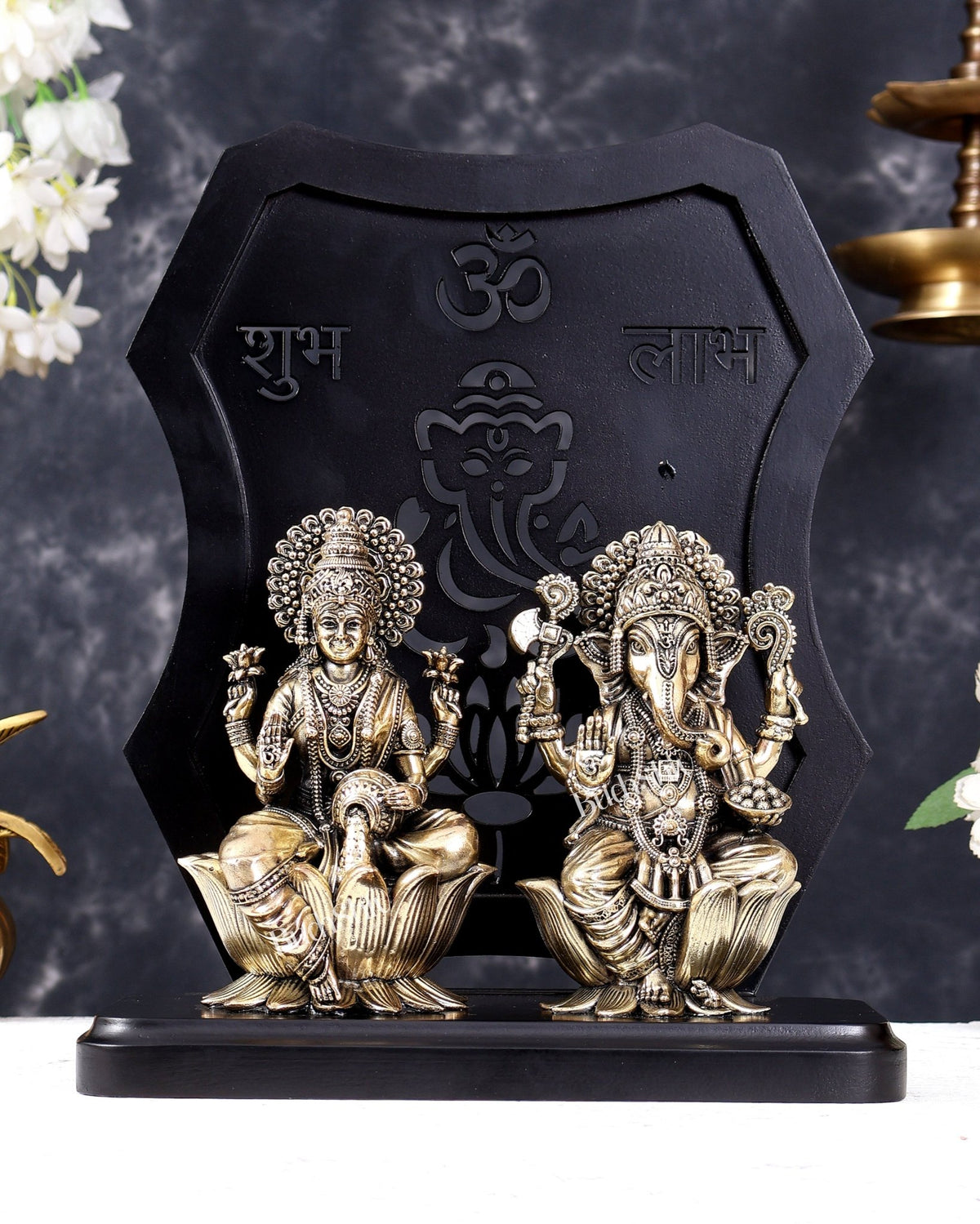 Brass Ganesha Lakshmi on Temple Frame — Diwali Gift 12 inch - Budhshiv.com