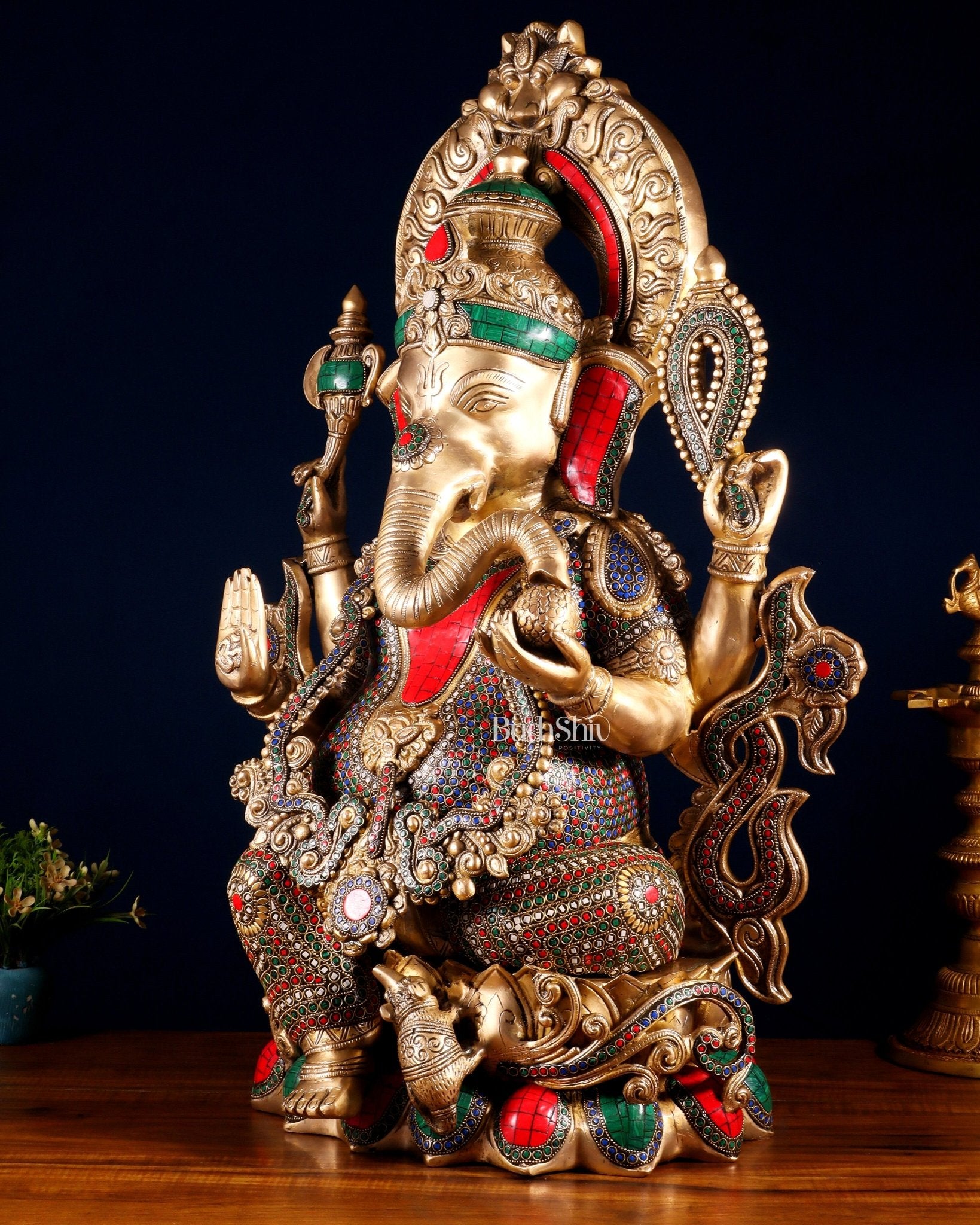 Brass Ganesha Large Sized Statue 30" - Budhshiv.com