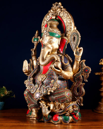 Brass Ganesha Large Sized Statue 30" - Budhshiv.com