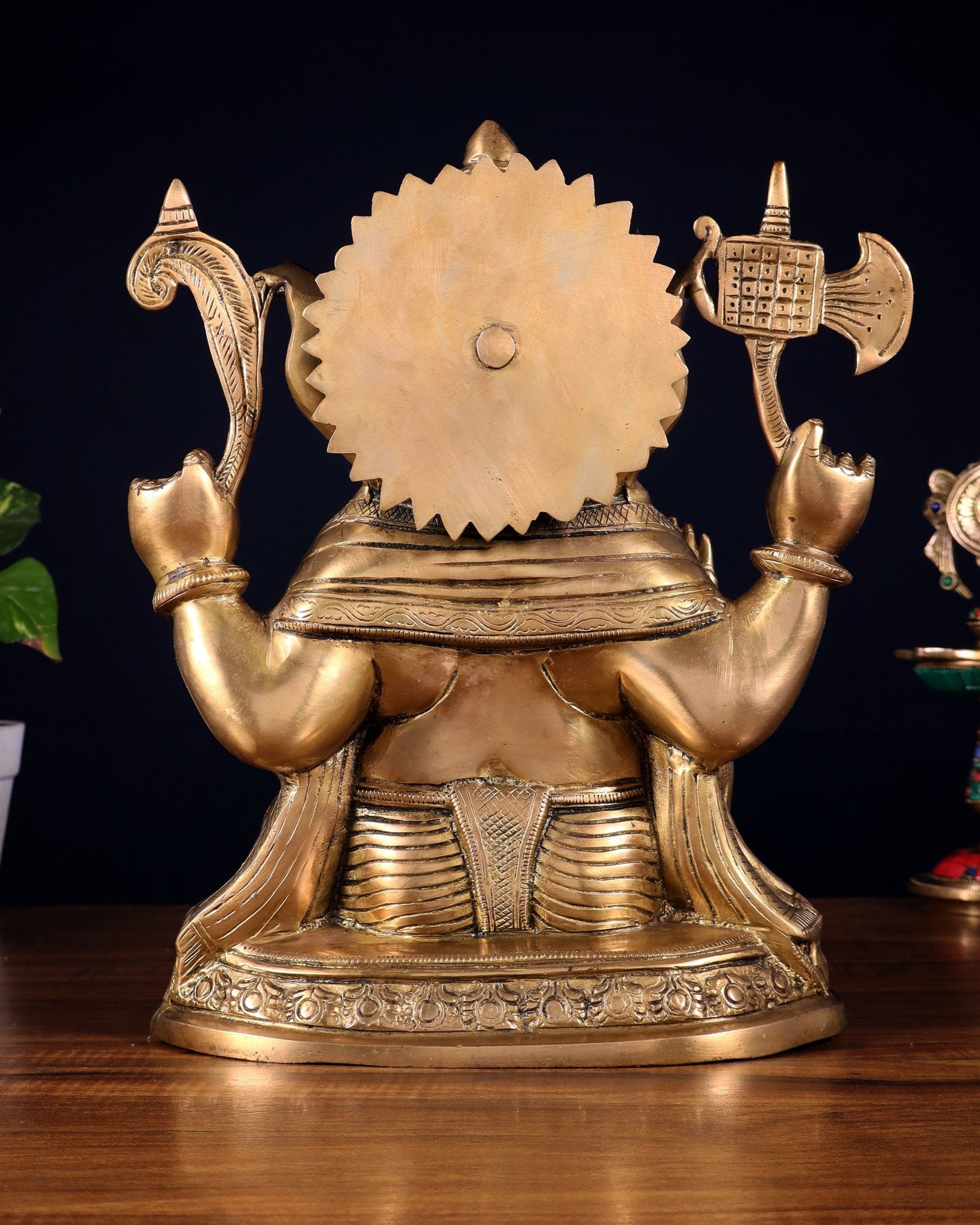 Brass Ganesha Statue - 12" matte finish - Budhshiv.com