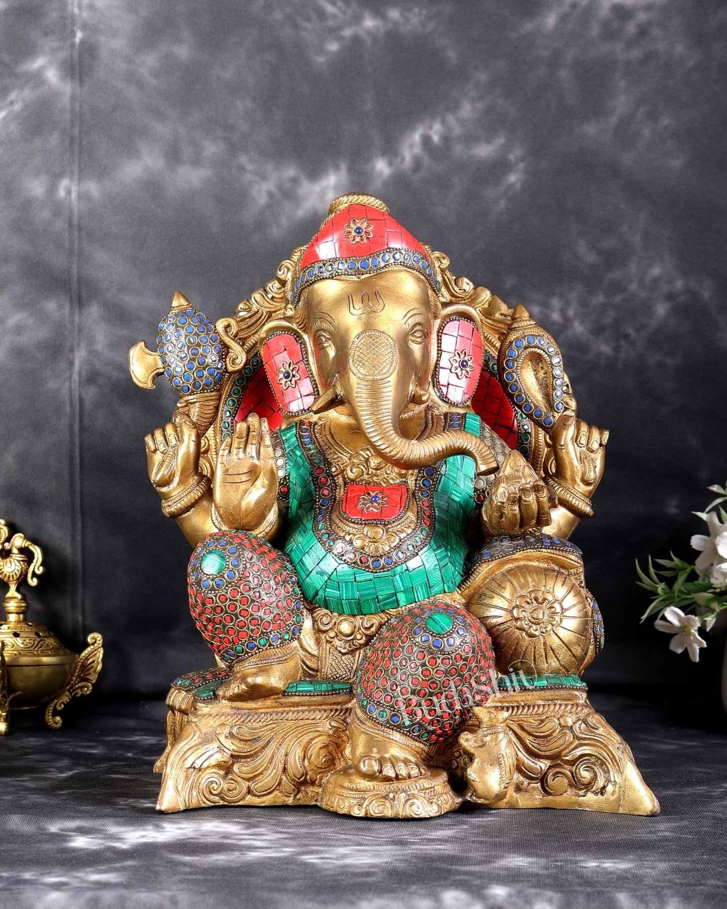 Brass Ganesha Statue - 13 inch - Budhshiv.com