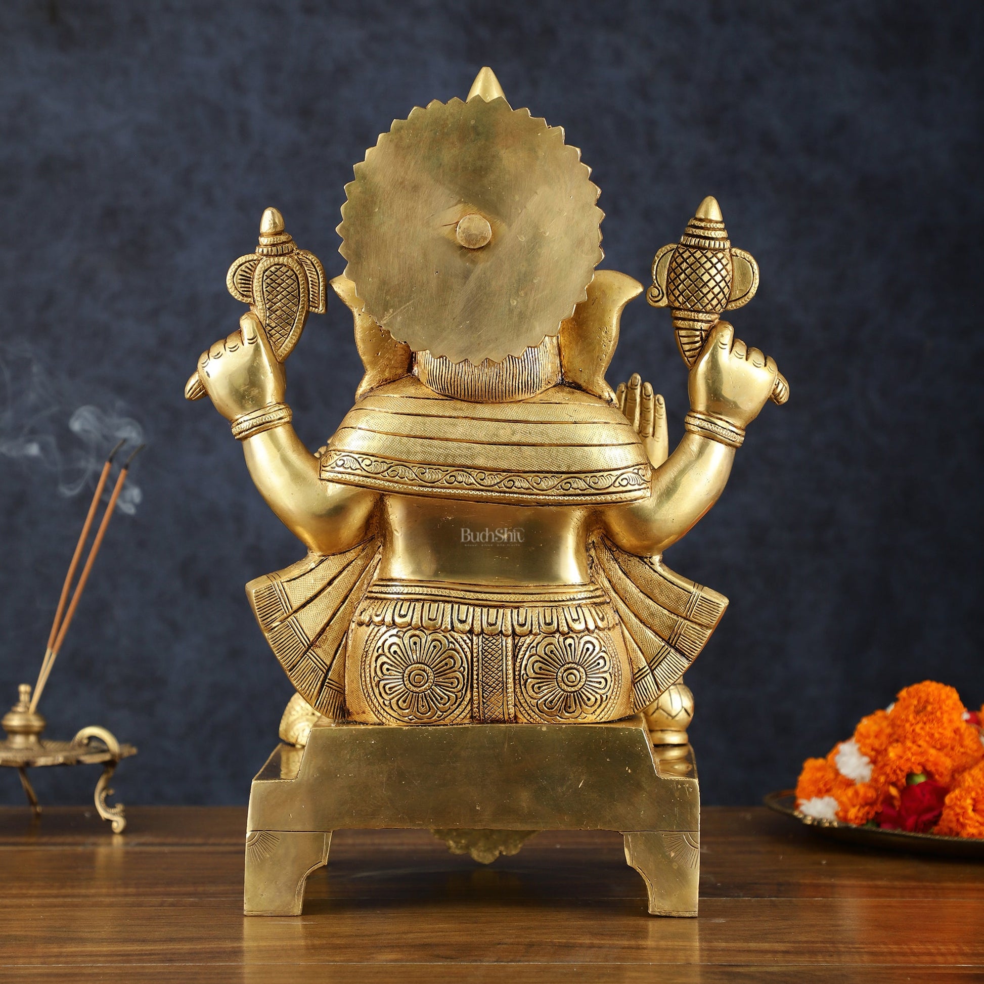 Brass Ganesha Statue – 16.5 Inch - Budhshiv.com
