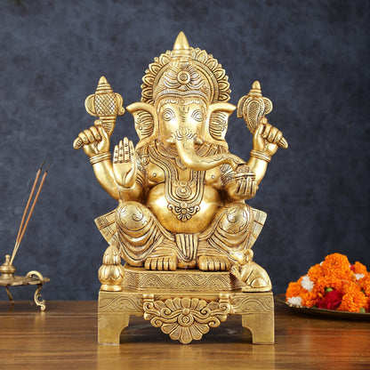 Brass Ganesha Statue – 16.5 Inch - Budhshiv.com