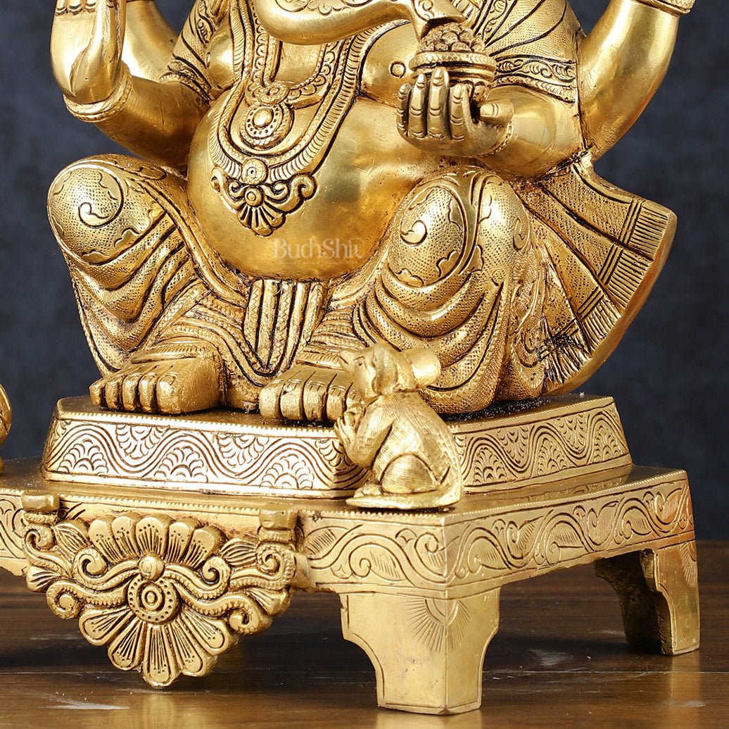 Brass Ganesha Statue – 16.5 Inch - Budhshiv.com