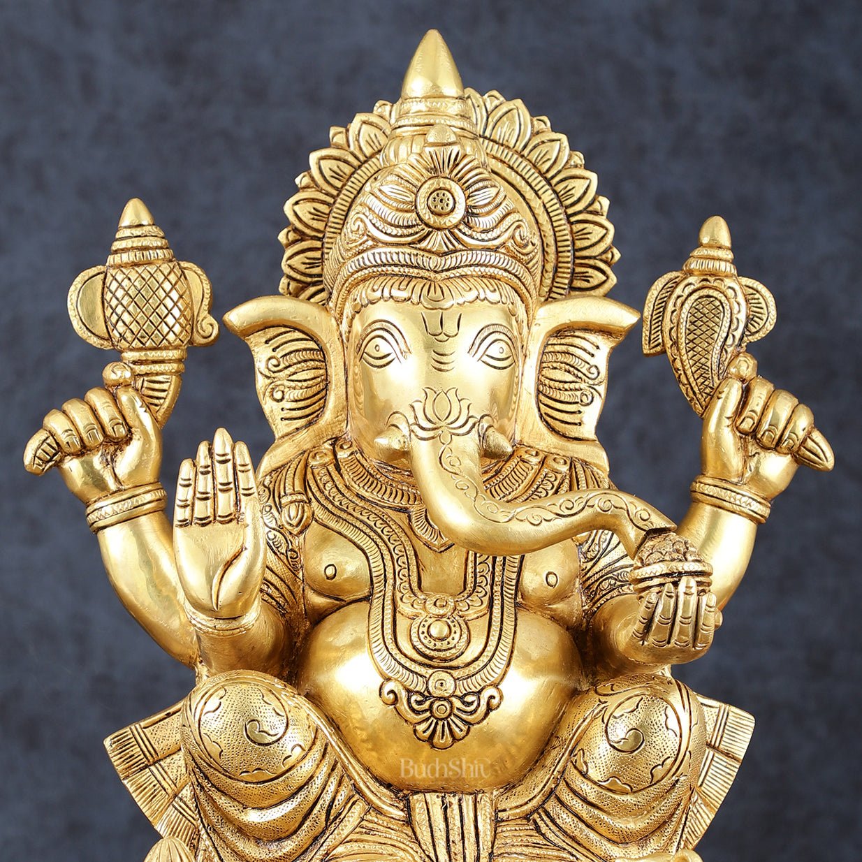 Brass Ganesha Statue – 16.5 Inch - Budhshiv.com