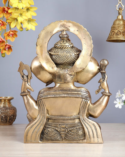 Brass Ganesha Statue in Matte Finish – Unique Handcrafted Sacred Sculpture 16.5 inch - Budhshiv.com