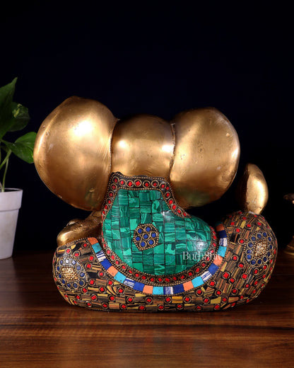 Brass Ganesha Statue - Modern Abstract Design 7.5" x 9" - Budhshiv.com
