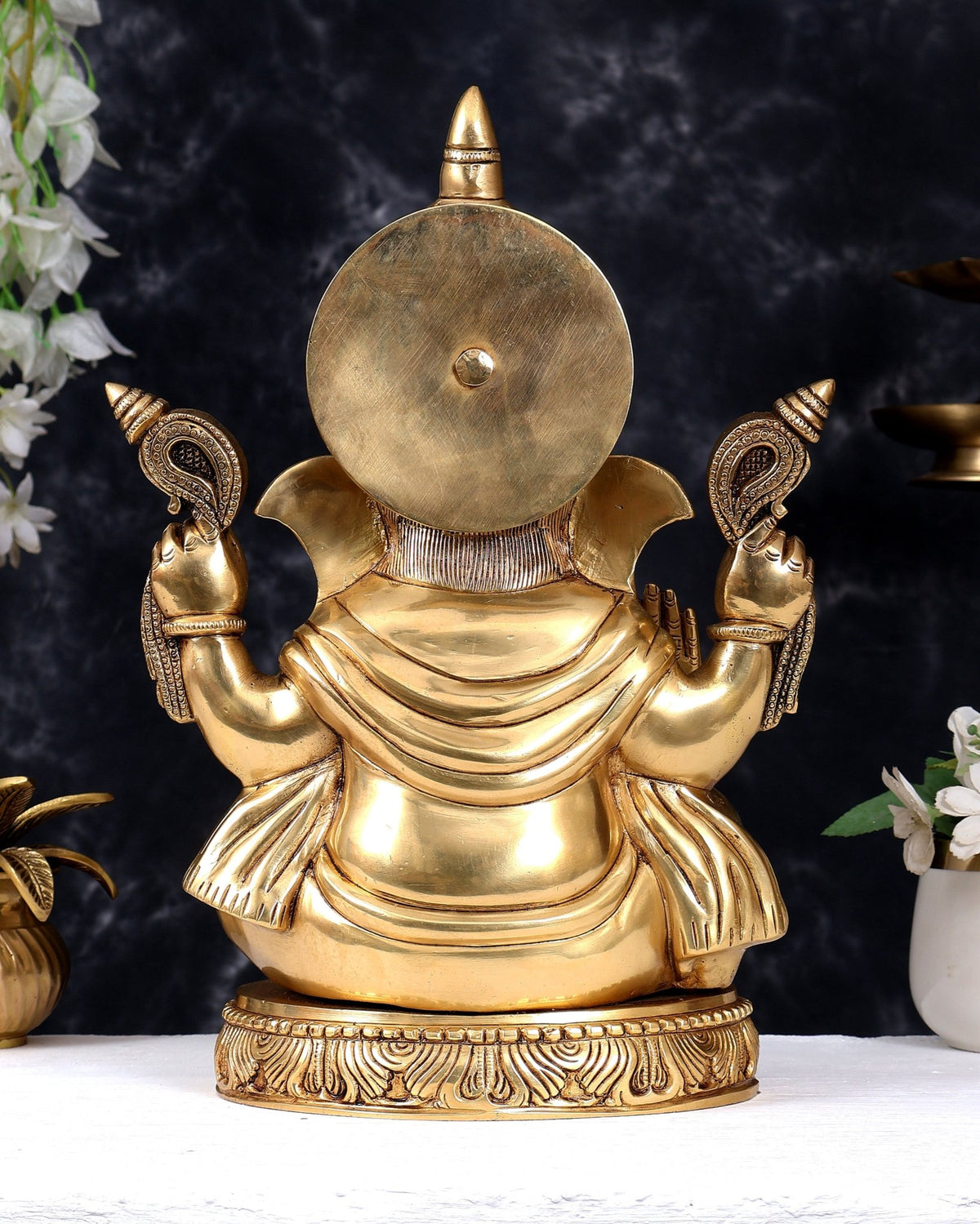 Brass Ganesha Statue — Valampuri (Right-Side Trunk) 14 inch - Budhshiv.com