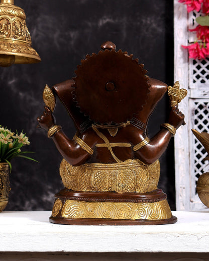 Brass Ganesha Statue with Ashtavinayaka - 11 inch - Budhshiv.com