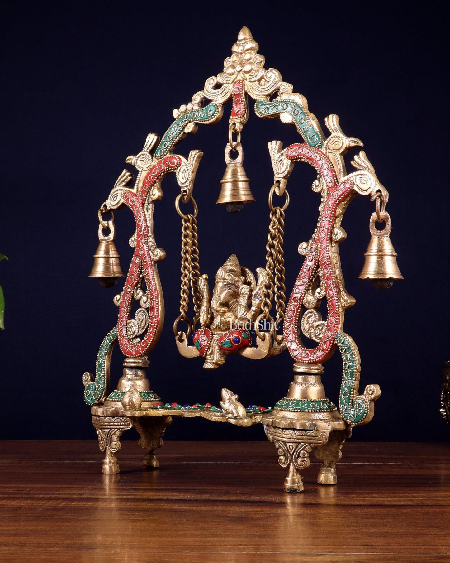 Brass Ganesha Swing statue - 13.5" Tall - Budhshiv.com